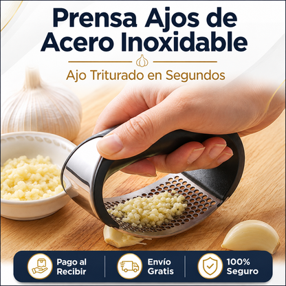 Prensa Ajos de Acero Inoxidable | Tritura Fácil, Rápido y sin Ensuciarte