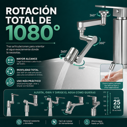 AquaSpin 360™ — Extensor Giratorio para Grifo con Alcance Ajustable