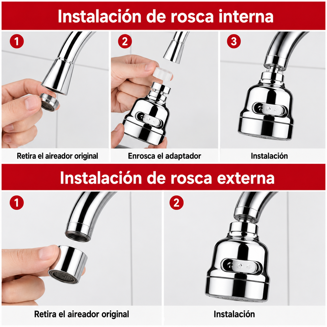 AquaFlex Duo™ — Filtro para Grifo con 2 Posiciones y Flujo Ajustable