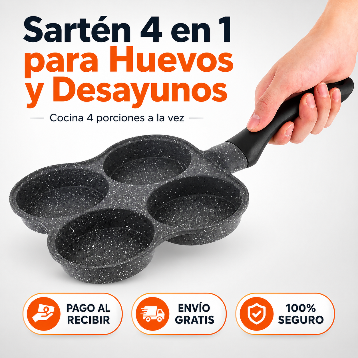 Sartén 4 en 1 para Huevos y Desayunos | Cocina 4 Porciones a la Vez