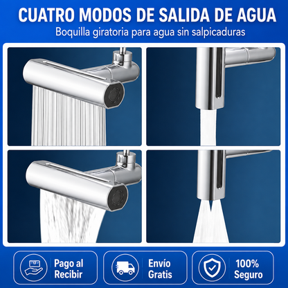Grifo 4 en 1 Giratorio 1080° con Cascada | Máxima Flexibilidad y Alcance