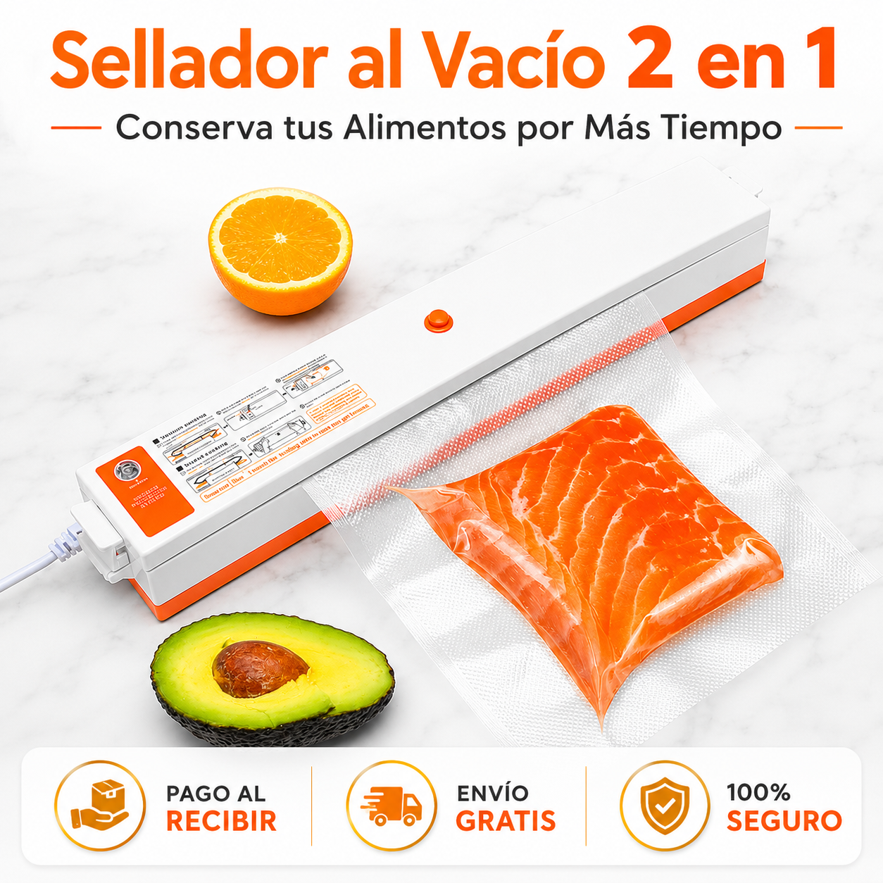 Sellador al Vacío 2 en 1 | Conserva tus Alimentos por Más Tiempo