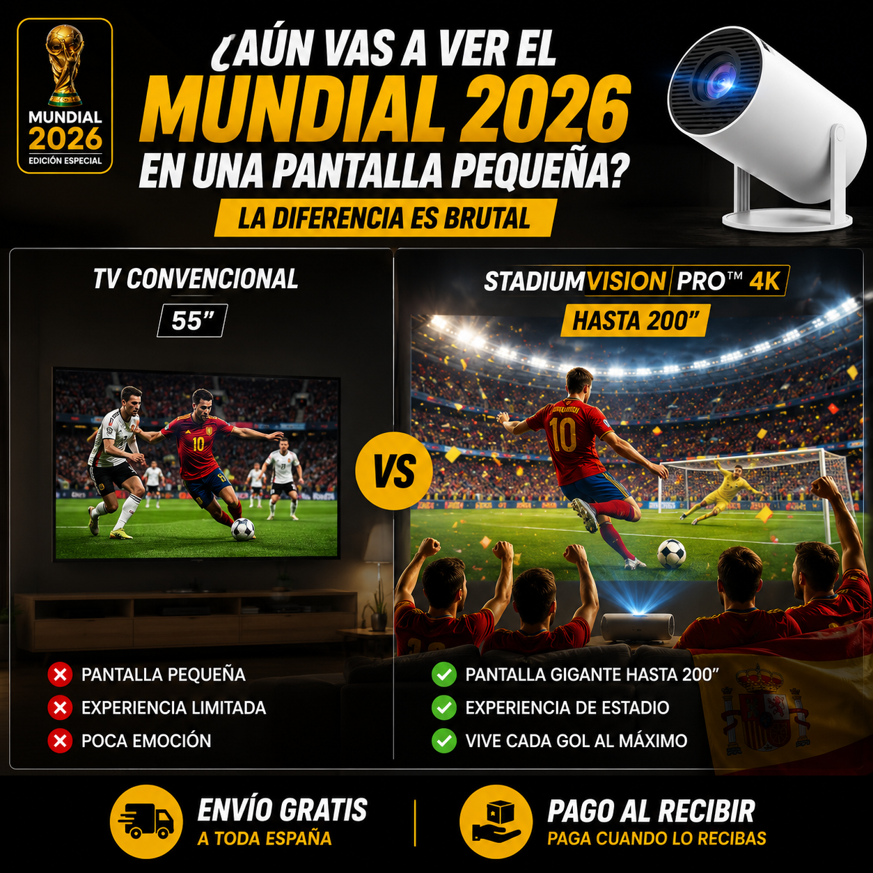 🏟️ StadiumVision Pro™ 4K | Vive el Mundial 2026 en Pantalla Gigante
