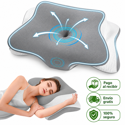 Almohada cervical viscoelástica diseño mariposa GRIS