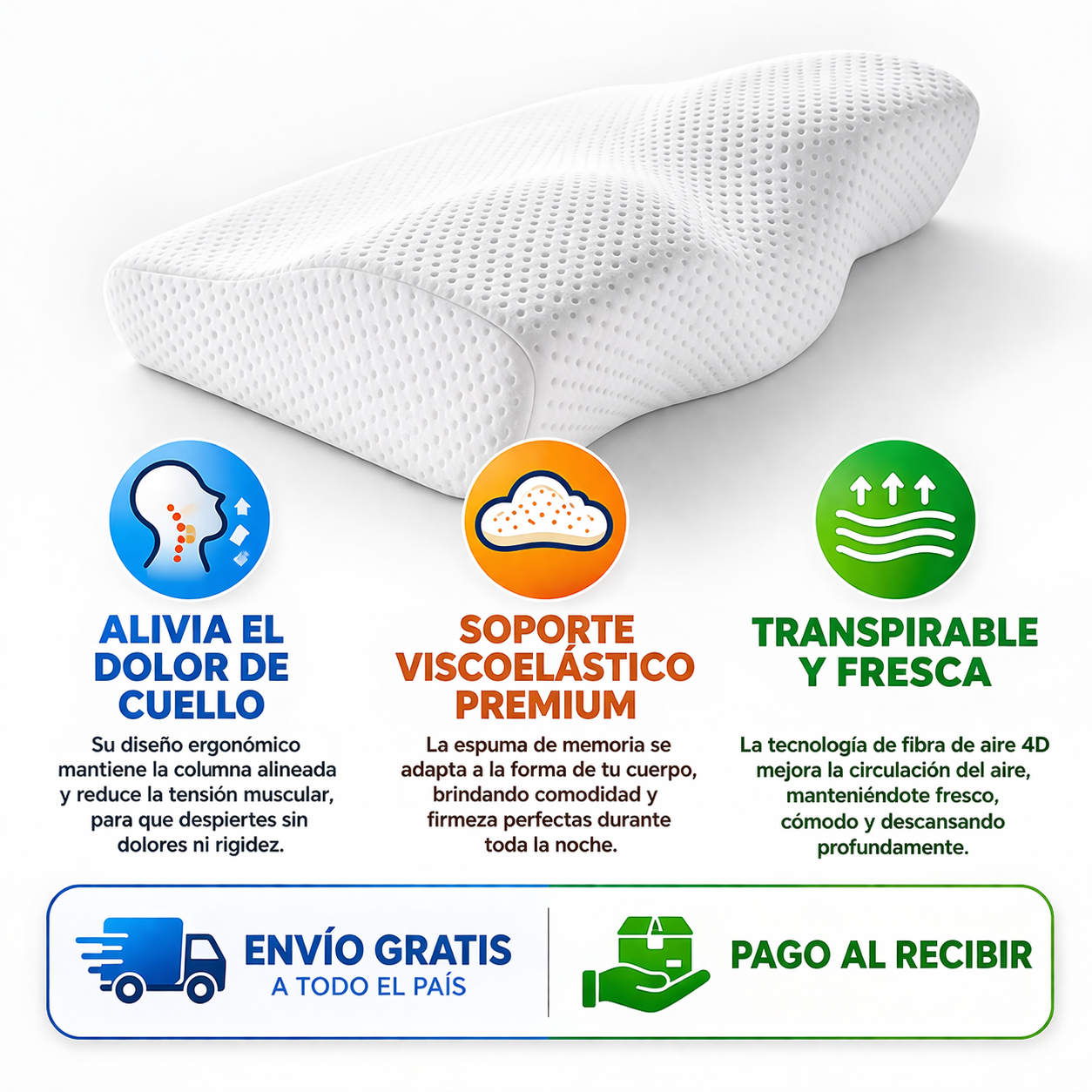 🛌LA MEJOR ALMOHADA CERVICAL VISCOELÁSTICA CUELLO DEL MERCADO 🔥 + REGALO EXCLUSIVO SOLO HOY 🎁