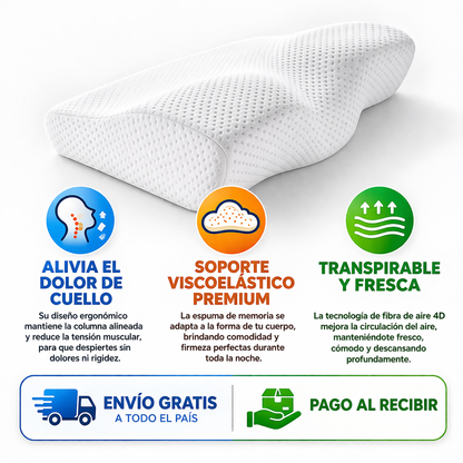 🛌LA MEJOR ALMOHADA CERVICAL VISCOELÁSTICA CUELLO DEL MERCADO 🔥 + REGALO EXCLUSIVO SOLO HOY 🎁