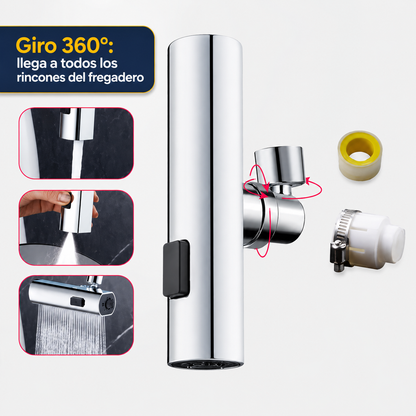 Grifo 4 en 1 Giratorio 1080° con Cascada | Máxima Flexibilidad y Alcance