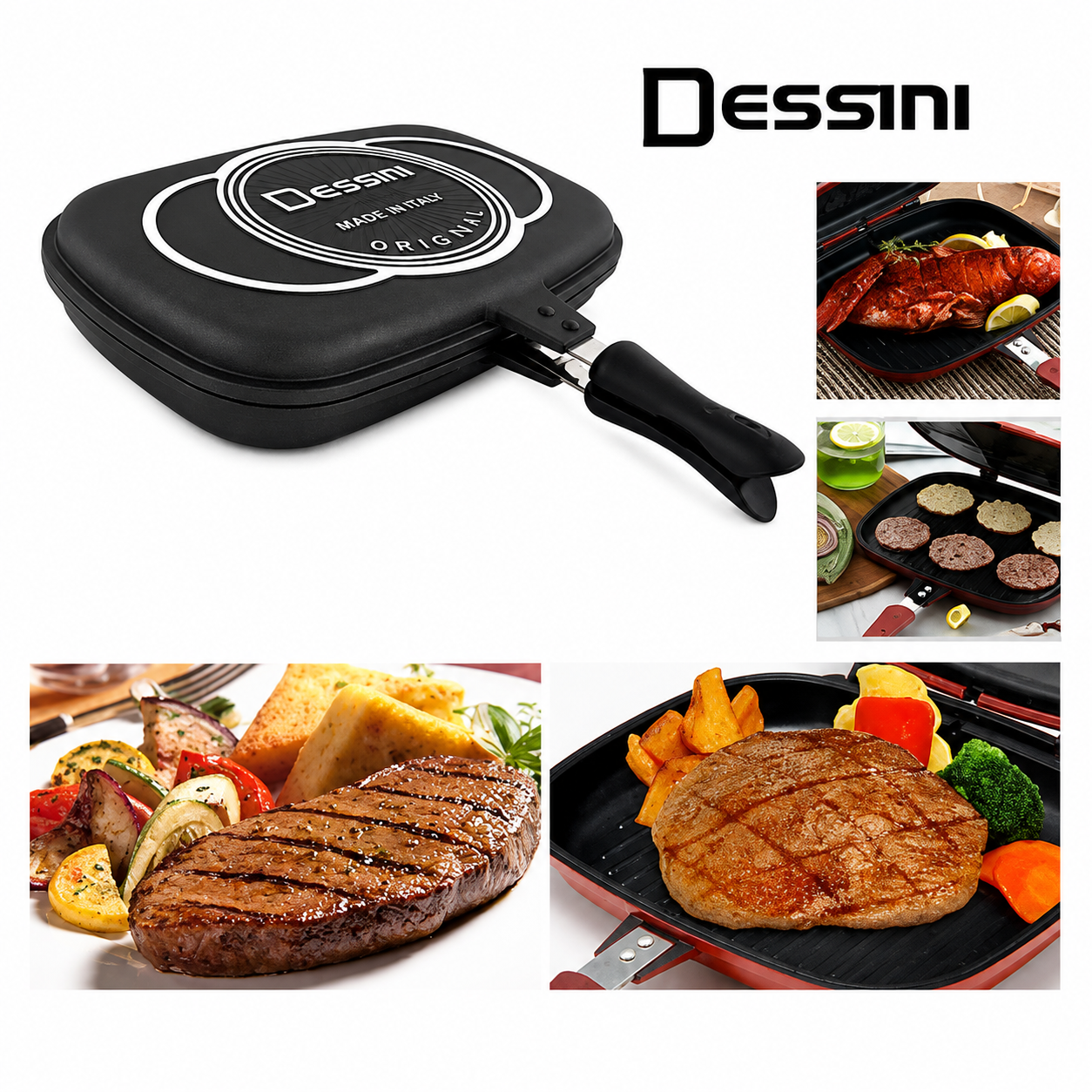 Sartén Doble Grill 32 cm | Cocción Rápida por Ambos Lados