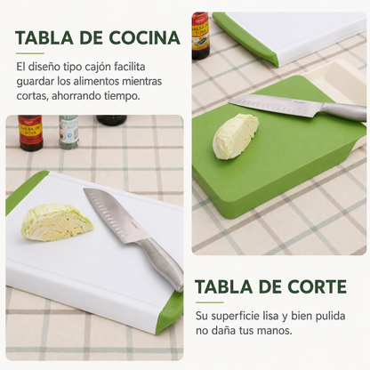 Tabla de Corte Multifuncional con Cajón | Corta, Organiza y Cocina Más Fácil