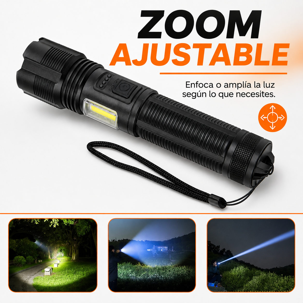 Linterna alta potencia impermeable con zoom