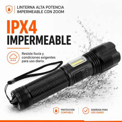 Linterna alta potencia impermeable con zoom