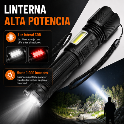 Linterna alta potencia impermeable con zoom