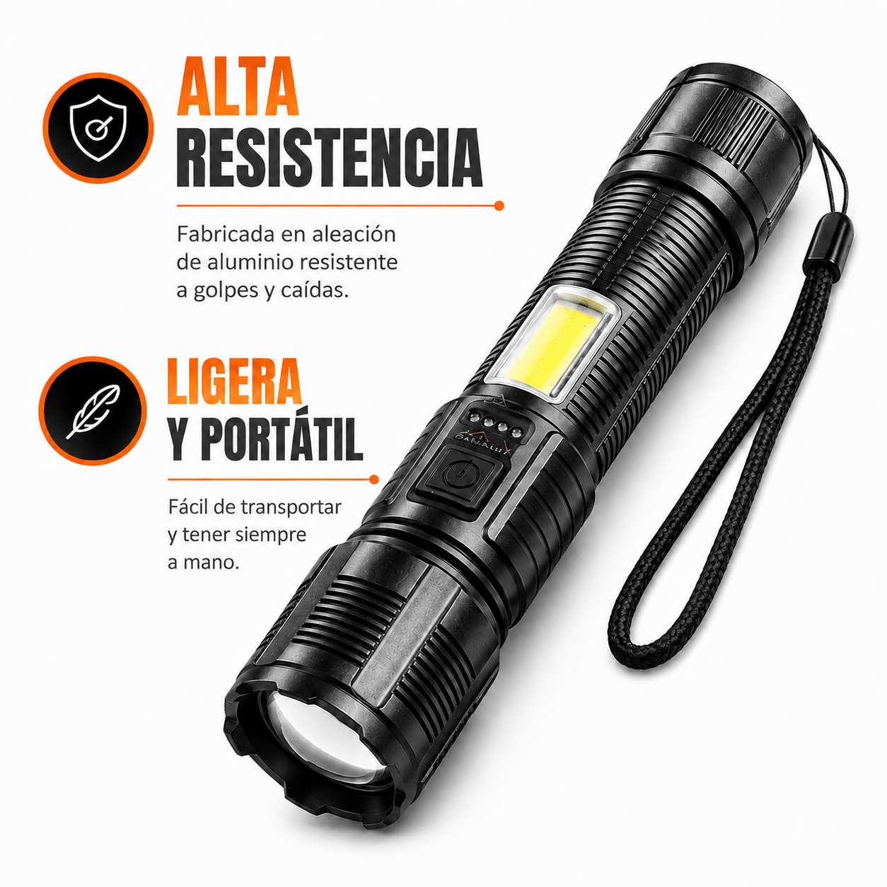 Linterna alta potencia impermeable con zoom