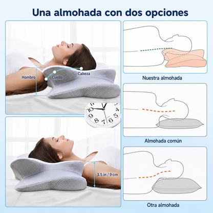 Almohada cervical viscoelástica diseño mariposa GRIS