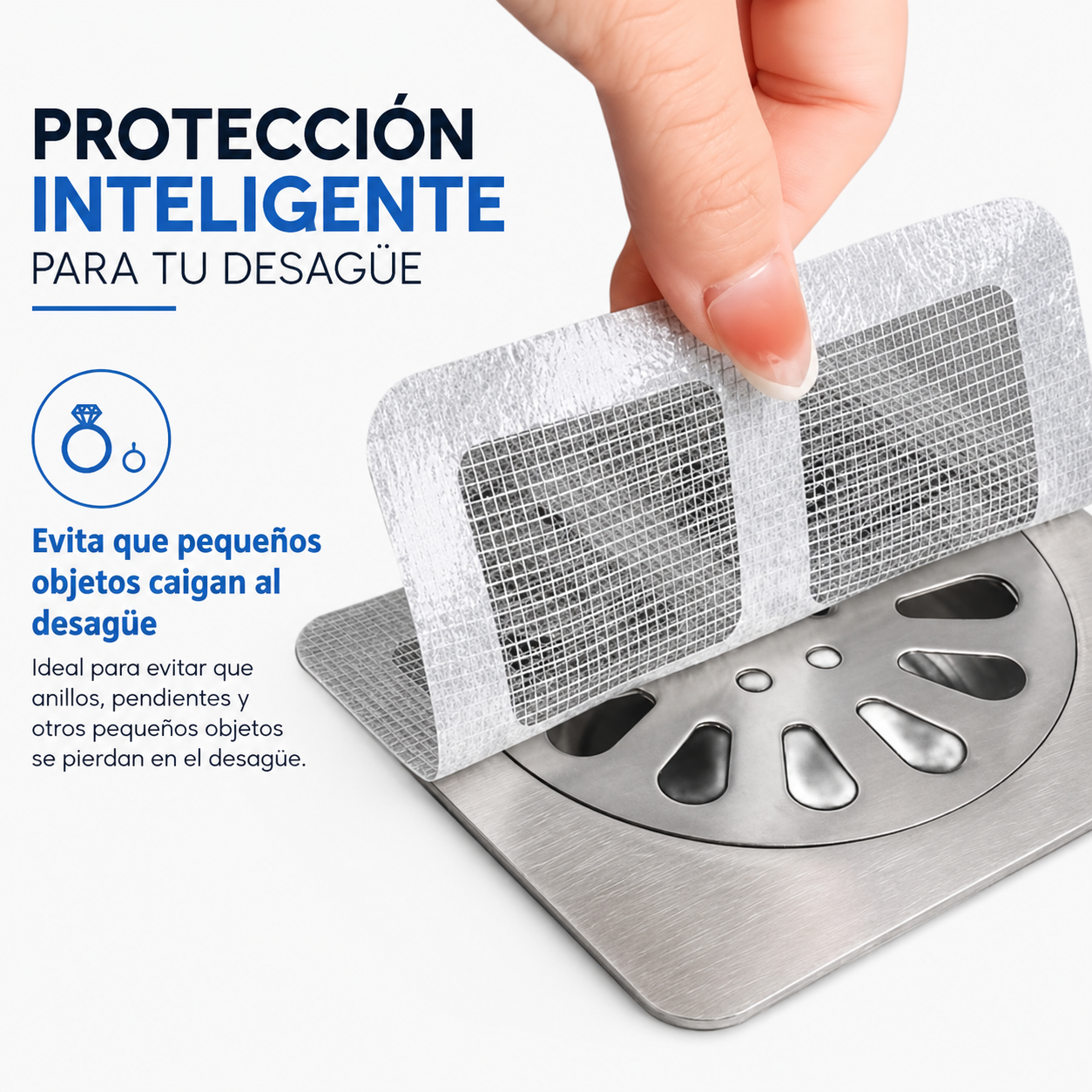 Filtros Adhesivos para Desagüe 10 Unidades — Atrapa Cabellos y Evita Atascos