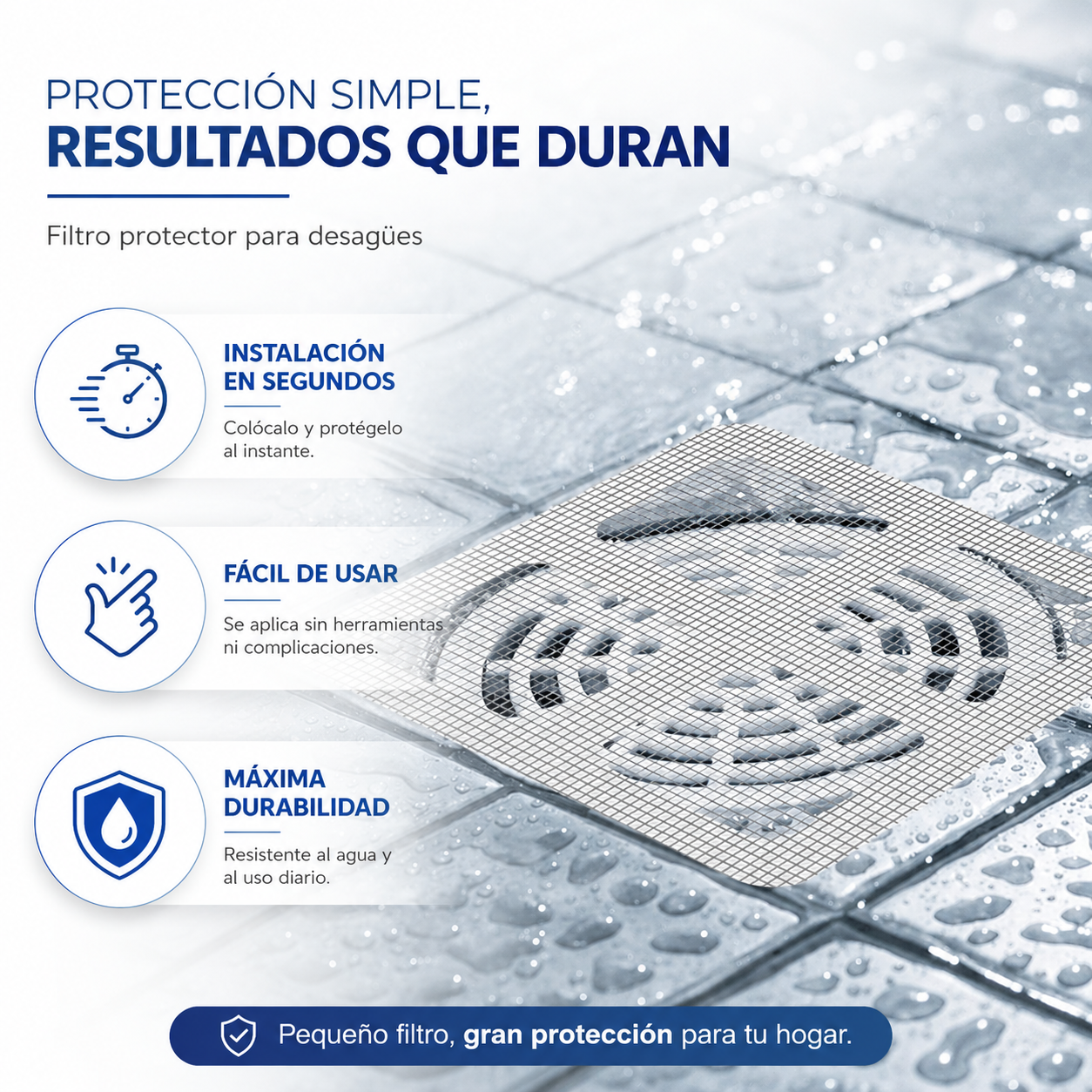 Filtros Adhesivos para Desagüe 10 Unidades — Atrapa Cabellos y Evita Atascos