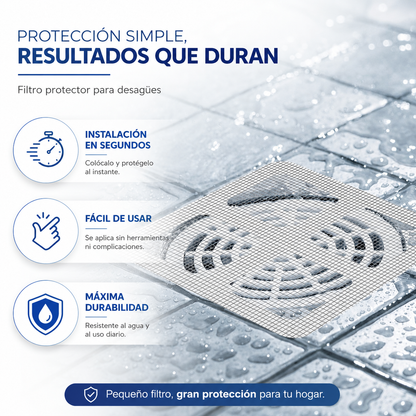 Filtros Adhesivos para Desagüe 10 Unidades — Atrapa Cabellos y Evita Atascos