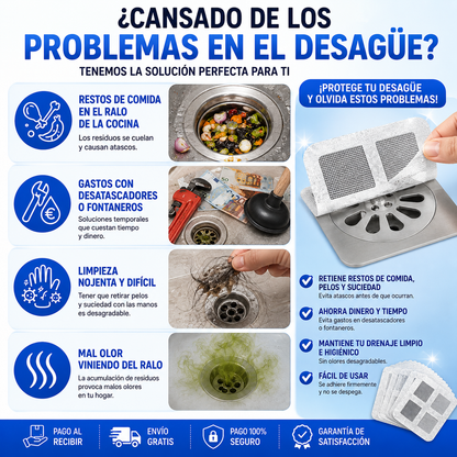 Filtros Adhesivos para Desagüe 10 Unidades — Atrapa Cabellos y Evita Atascos