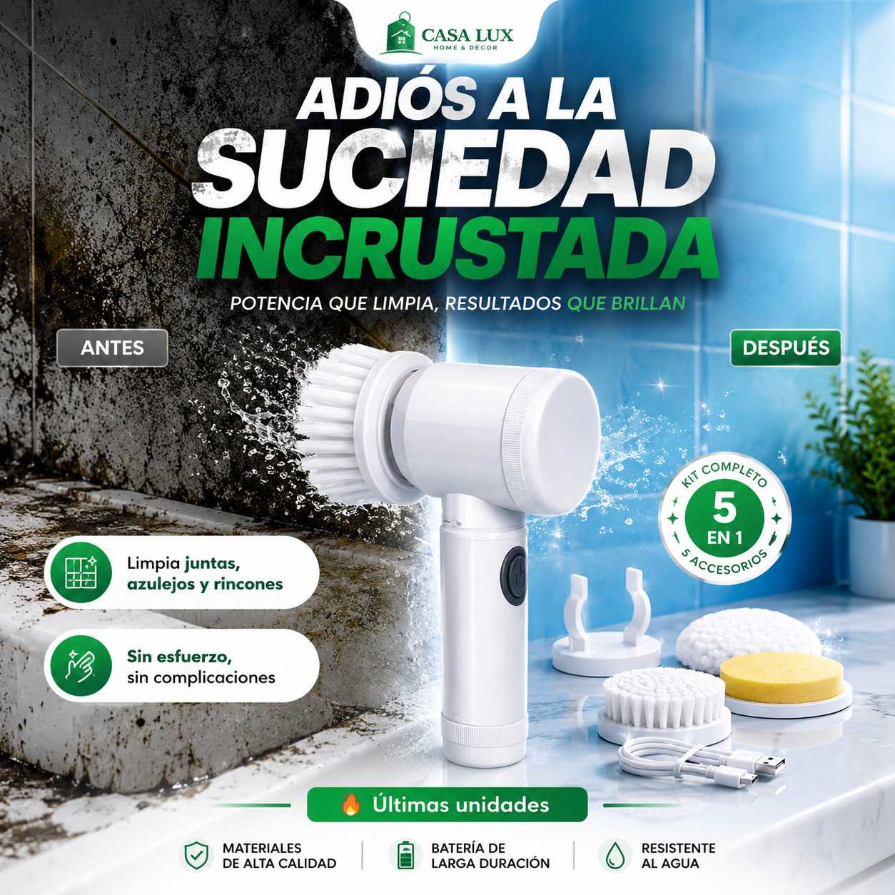 🧽 CEPILLO DE LIMPIEZA QUE ELIMINA LA SUCIEDAD SIN ESFUERZO + KIT COMPLETO 🔥 ÚLTIMAS UNIDADES EN STOCK