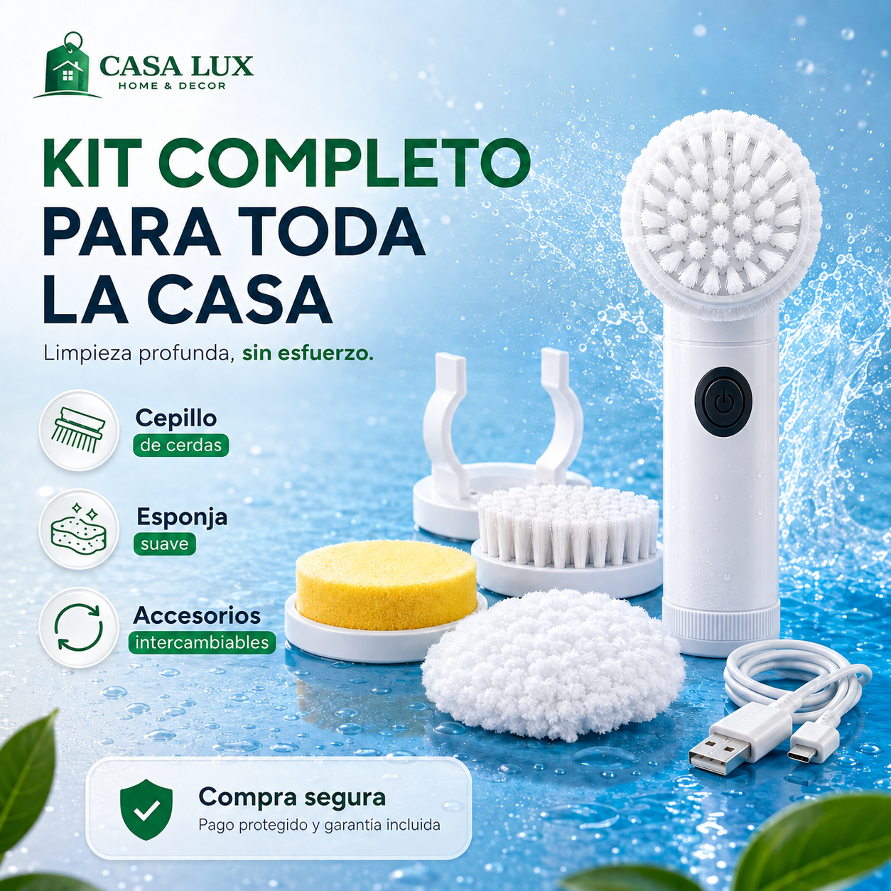 🧽 CEPILLO DE LIMPIEZA QUE ELIMINA LA SUCIEDAD SIN ESFUERZO + KIT COMPLETO 🔥 ÚLTIMAS UNIDADES EN STOCK
