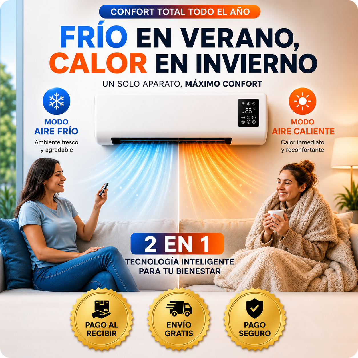 ❄️MINI AIRE ACONDICIONADO 2 EN 1: Calienta en inverno y refresca en verano🚚¡Envío Gratis en 14H!🔥