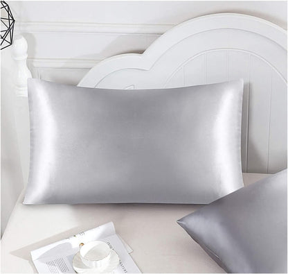 Funda de Almohada Satén Gris 35 x 55cm para modelo (Almohada Cervical Viscoelástica Cuello)